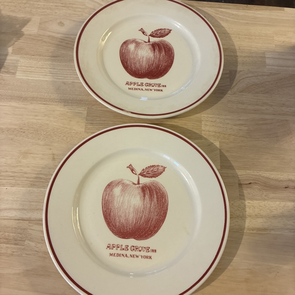 Apple Grove Inn Collector 11" set of 2 Dinner Plates Medina, NY. Homer Laughlin.